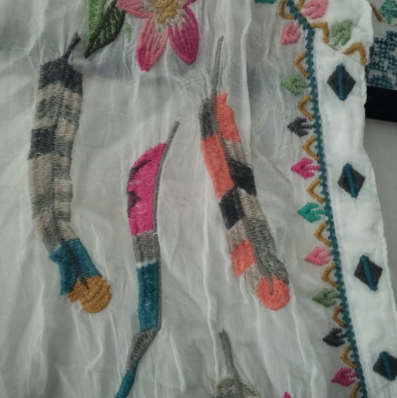 Johny Was white embroidered blouse Sz Large - Picture 4 of 6
